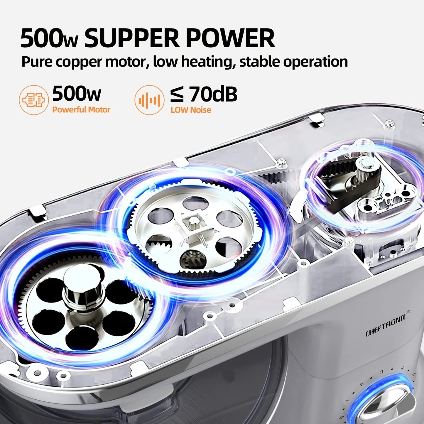 Cheftronic Stand Mixer Tilt-Head Design US Standard Plug