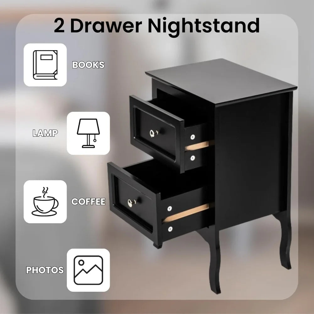 Nightstands With Drawers Vintage Farmhouse Wood For Bedroom Decor