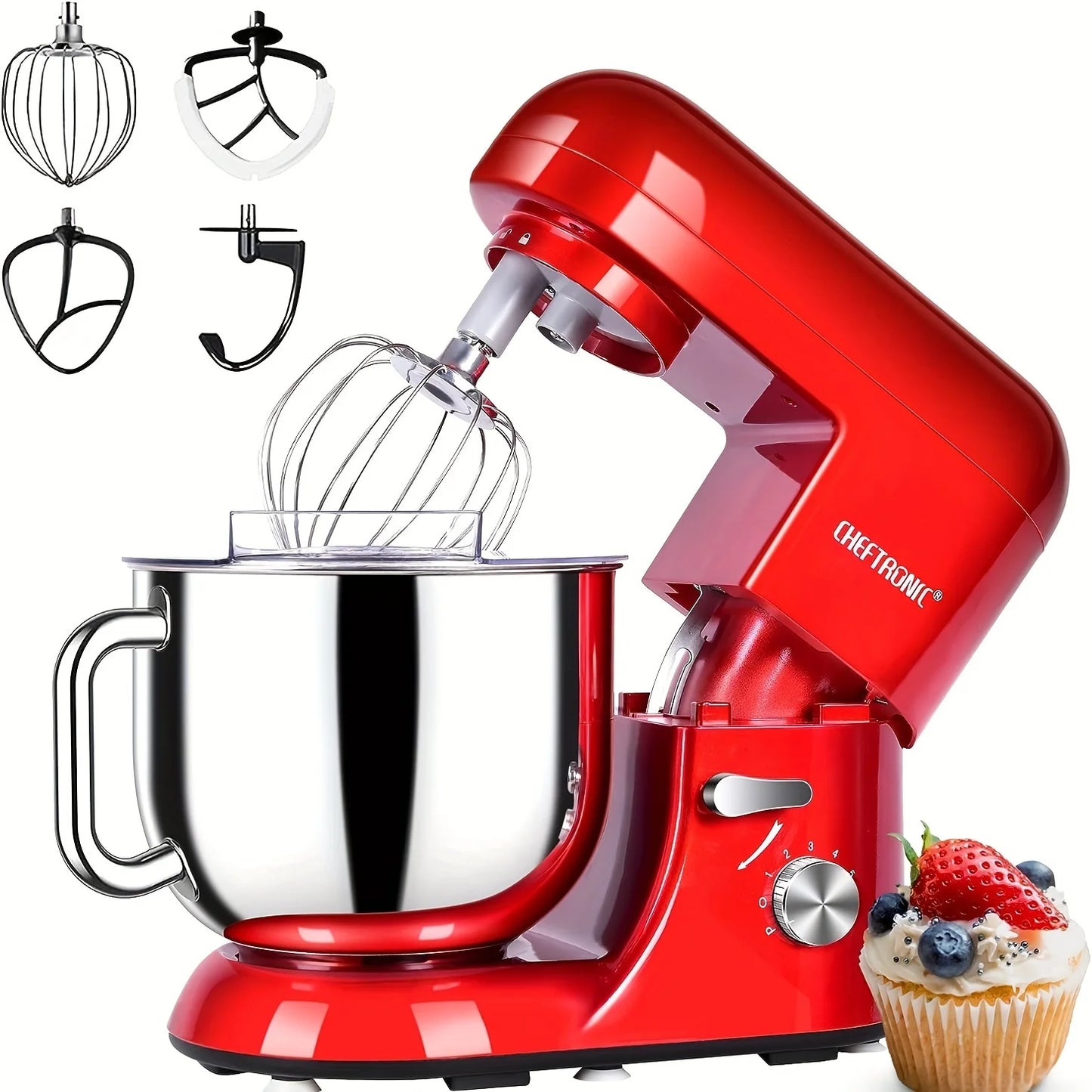 Cheftronic Stand Mixer 7 Qt Tilt-Head 650W 6-Speed US Plug