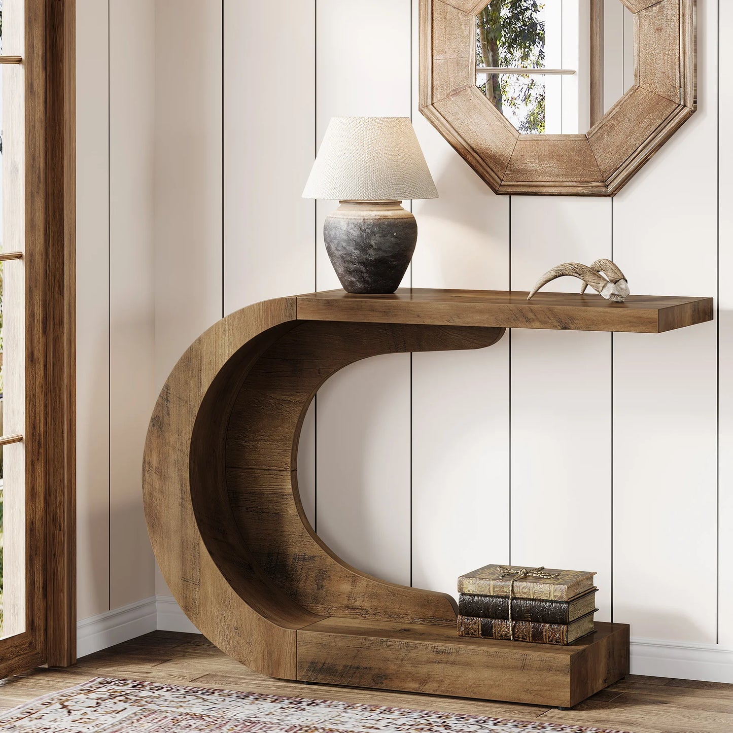 Tribesigns Console Table Mid-Century Modern Wood Storage