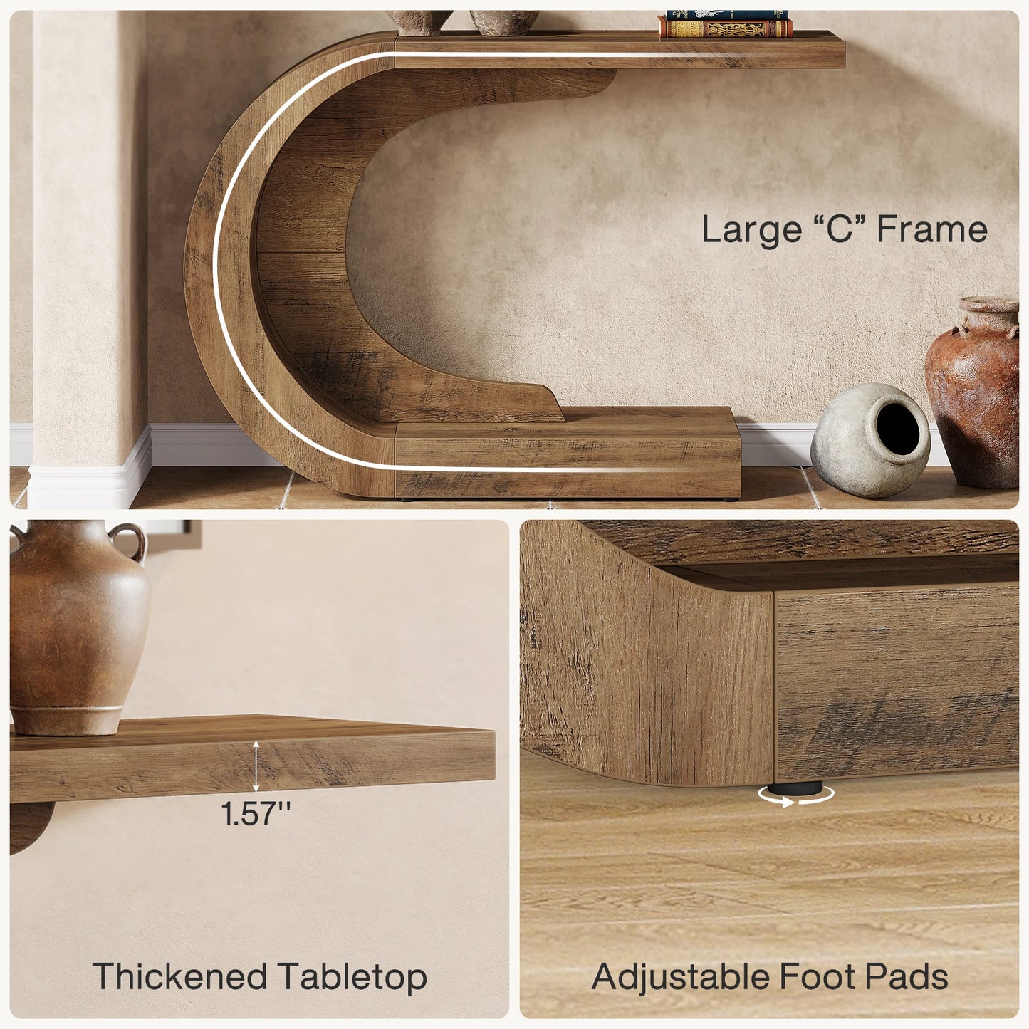 Tribesigns Console Table Mid-Century Modern Wood Storage