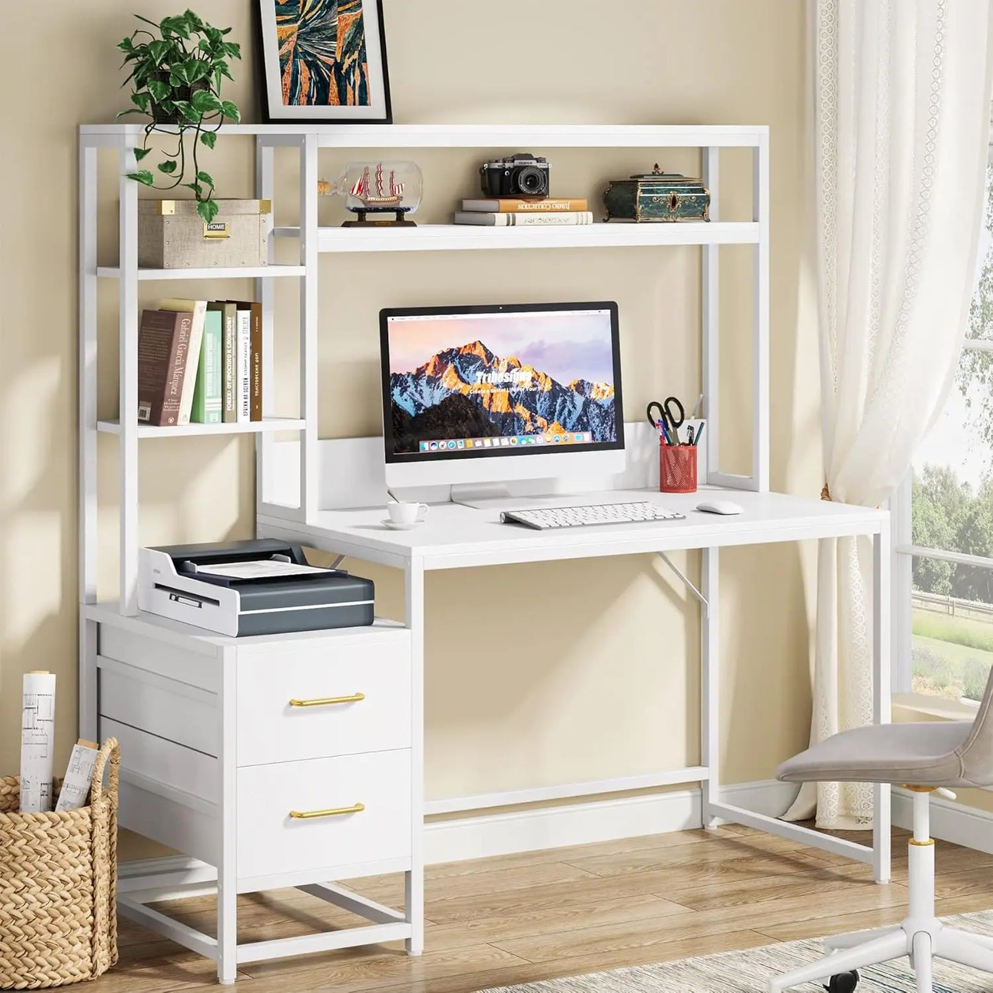 Little Tree Computer Desk Storage Shelves For Home Office