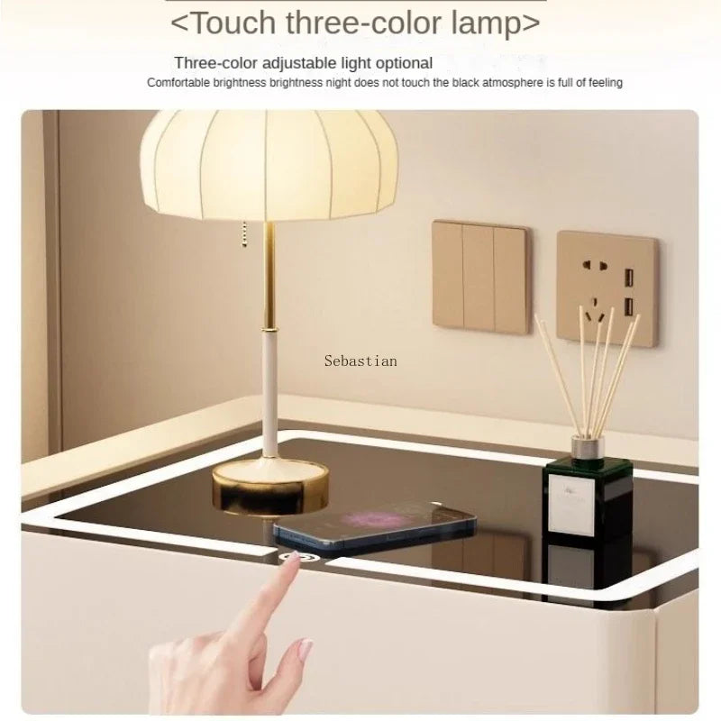 Bedside Table Wireless Charging Nightstand for Modern Bedroom