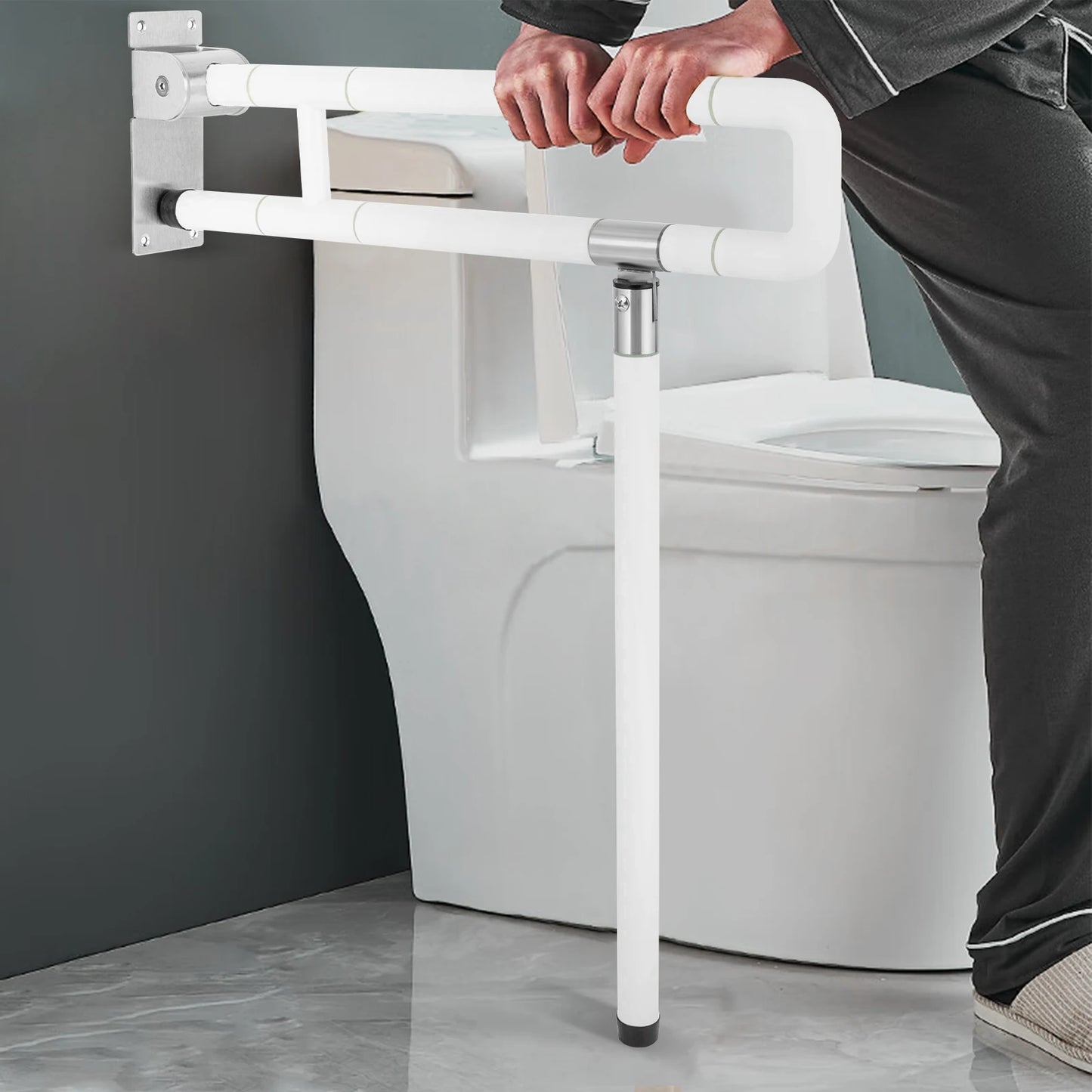 Toilet Grab Bar Foldable Wall Mount Assist Handle Support
