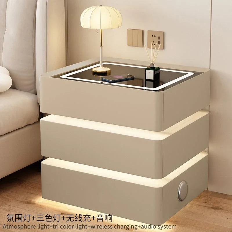 Bedside Table Wireless Charging Nightstand for Modern Bedroom