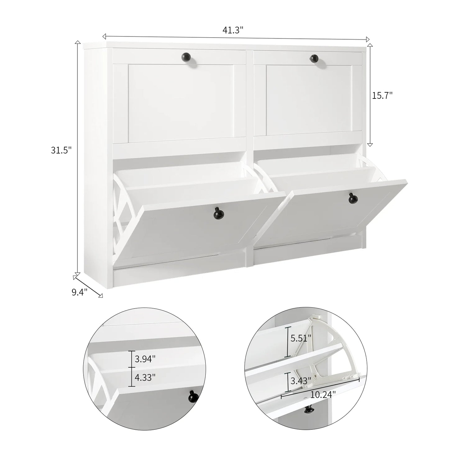VOWNER Shoe Cabinet With Flip Drawers And Adjustable Shelf
