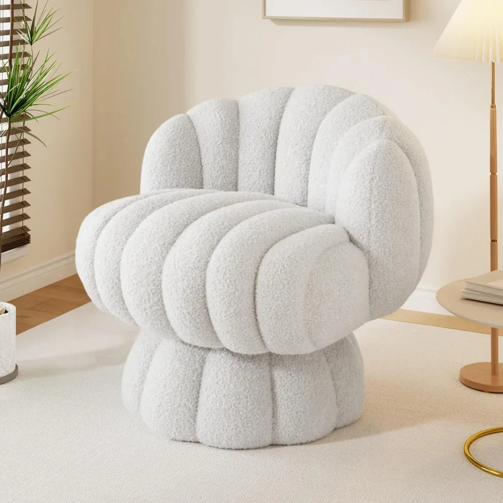 Accent Chair With Velvet Upholstery And 360-Degree Barrel Swivel