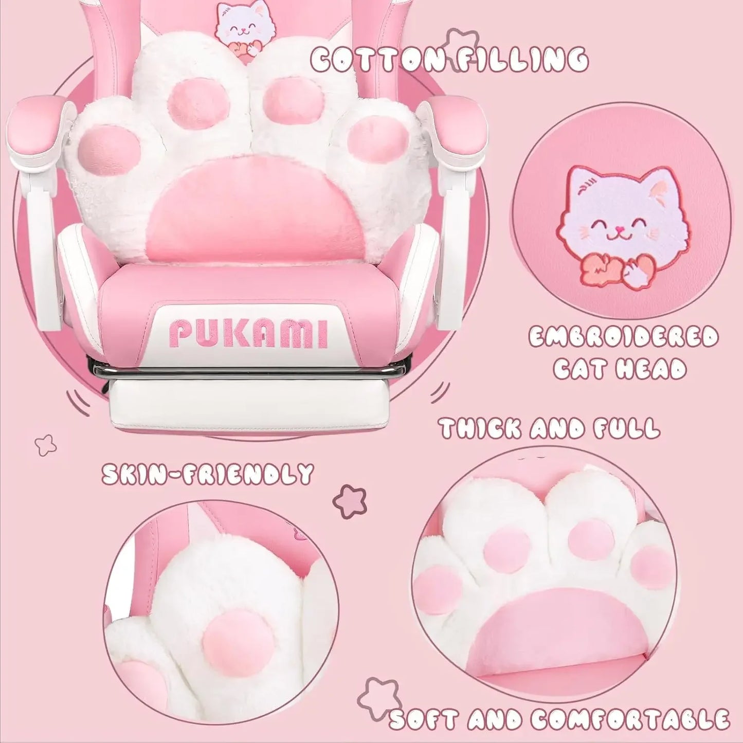 Gaming Chair Cat Ear Lumbar Cushion Ergonomic Computer Chair