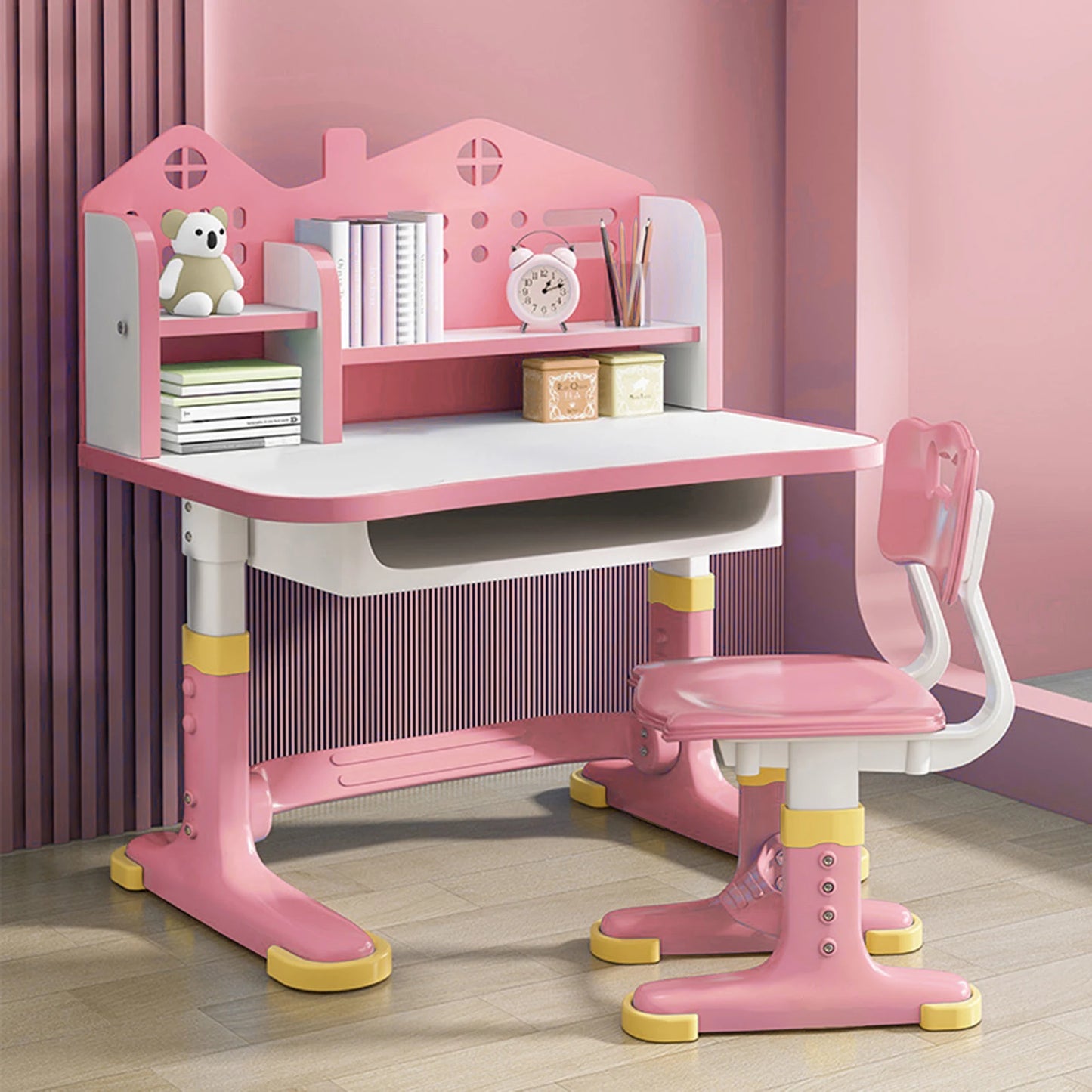 Office Desk And Chair Set Height-Adjustable For Home Use