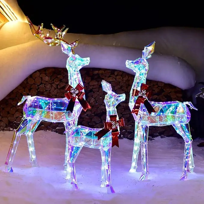 XMSJ Outdoor Christmas Reindeer Family 3-Piece Lighted Set