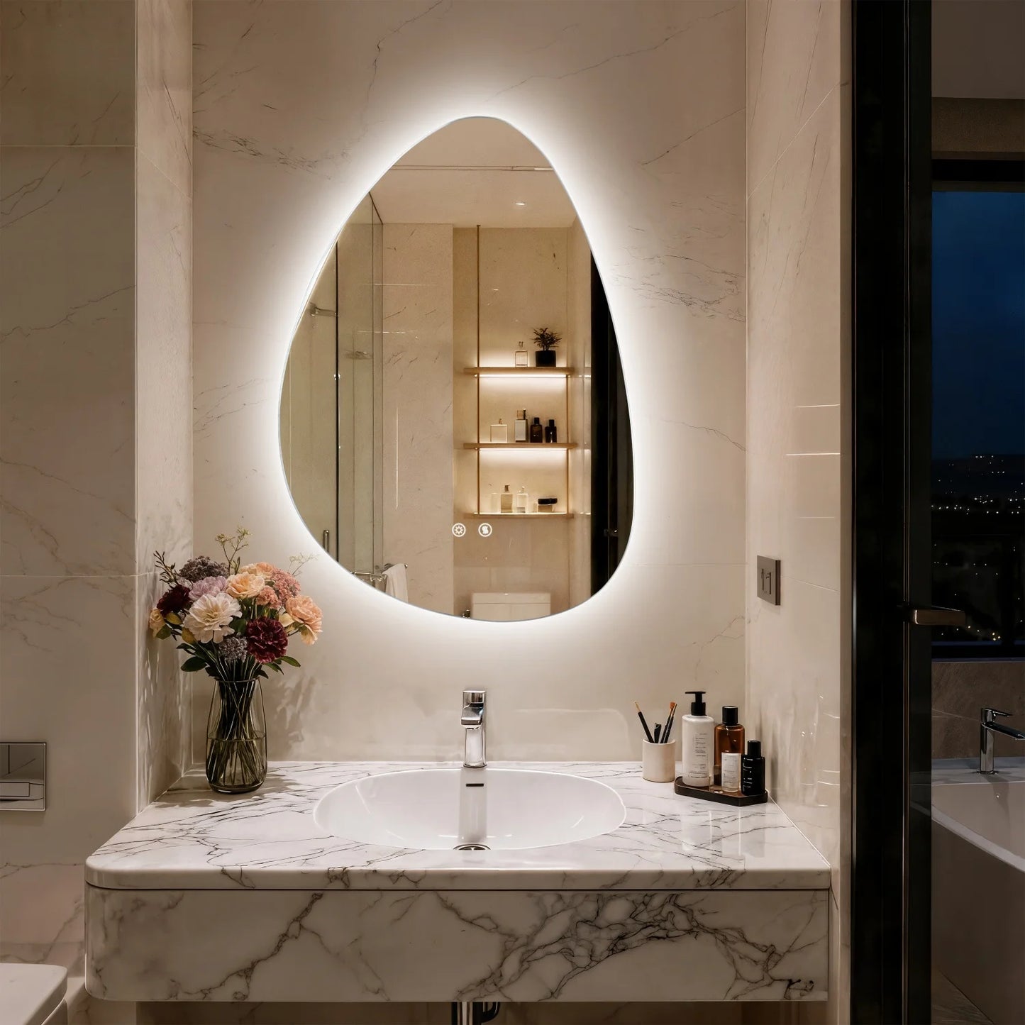 Bathroom Mirror Frameless LED Anti Fog Simple Wall Mount