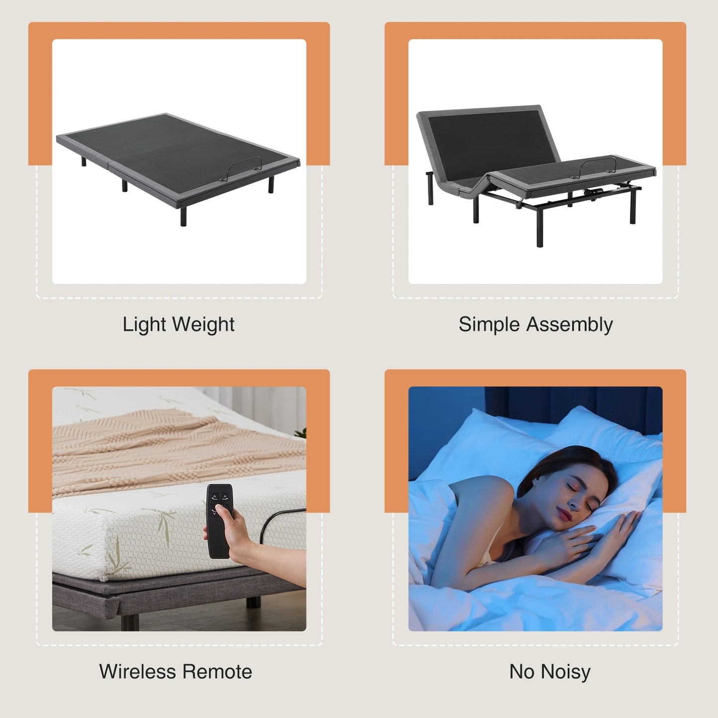 JHK Bed Frame With USB Ports For Sleep Health Comfort