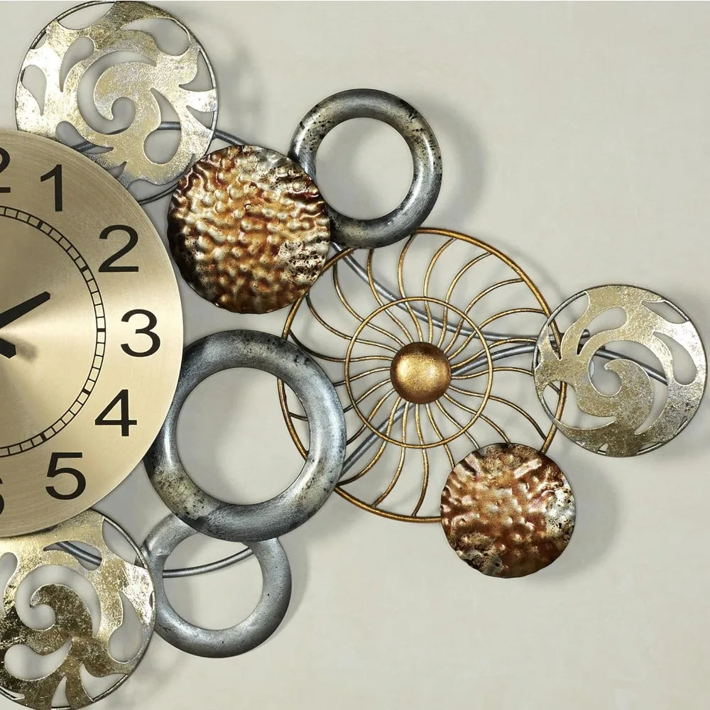 Metal Wall Art Clock Modern Bold Numbers and Hands