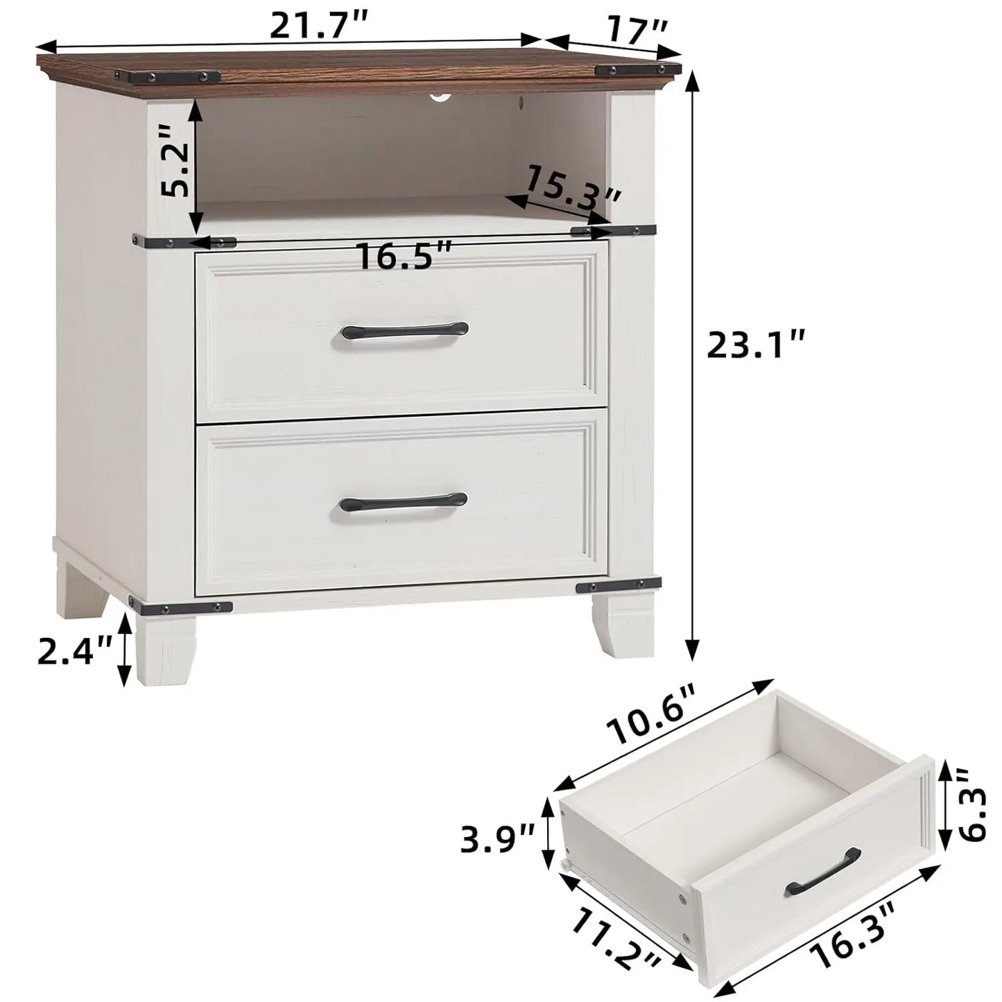 Guangbai Nightstand Industrial Bedside Table With Drawer