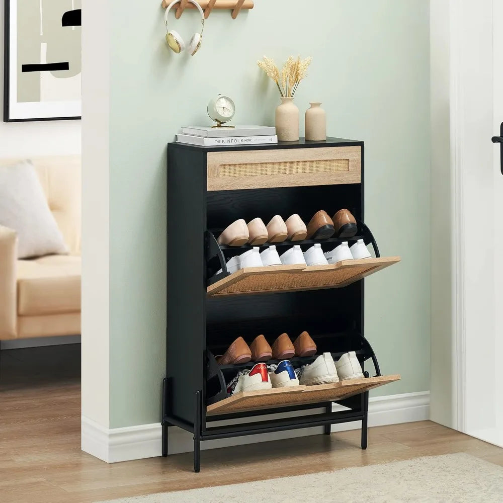 Zhuxiang Shoe Storage Cabinet With Rattan Drawers Pro