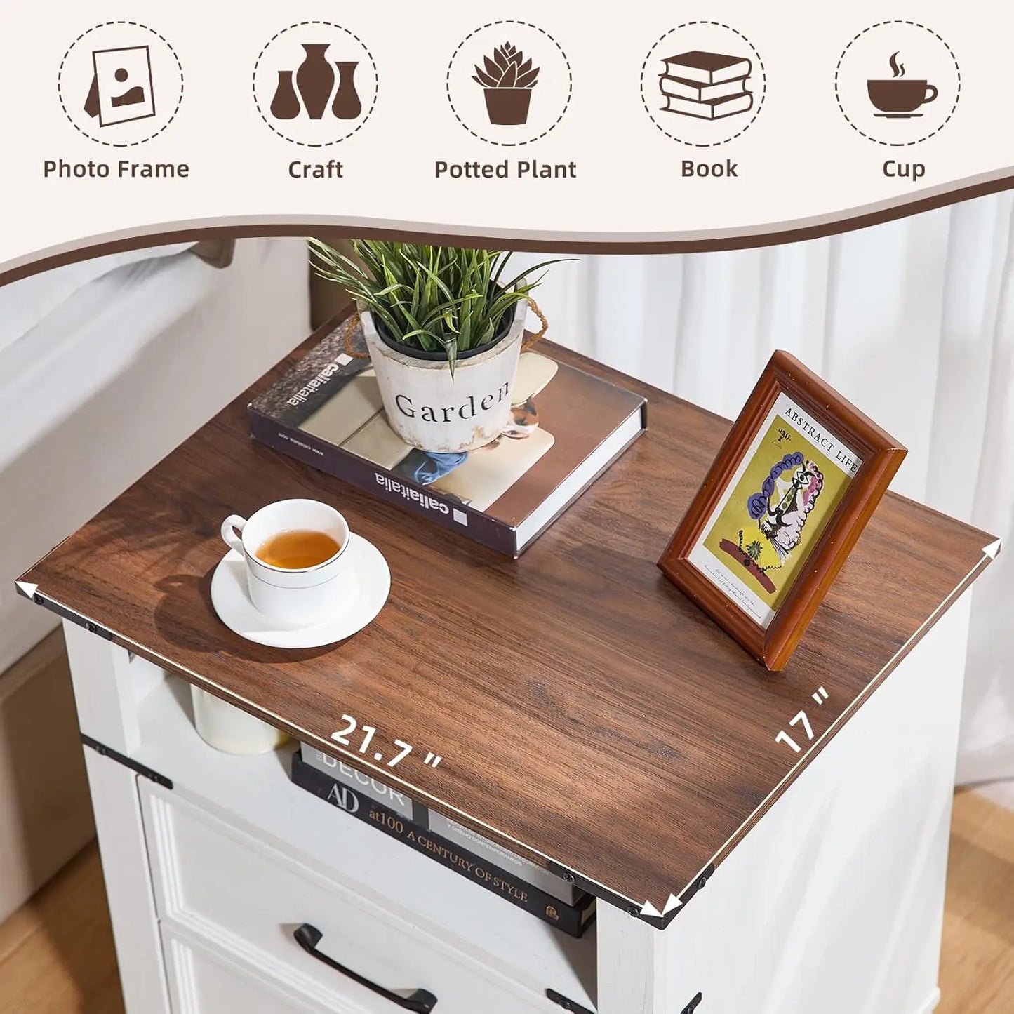 Guangbai Nightstand Industrial Bedside Table With Drawer