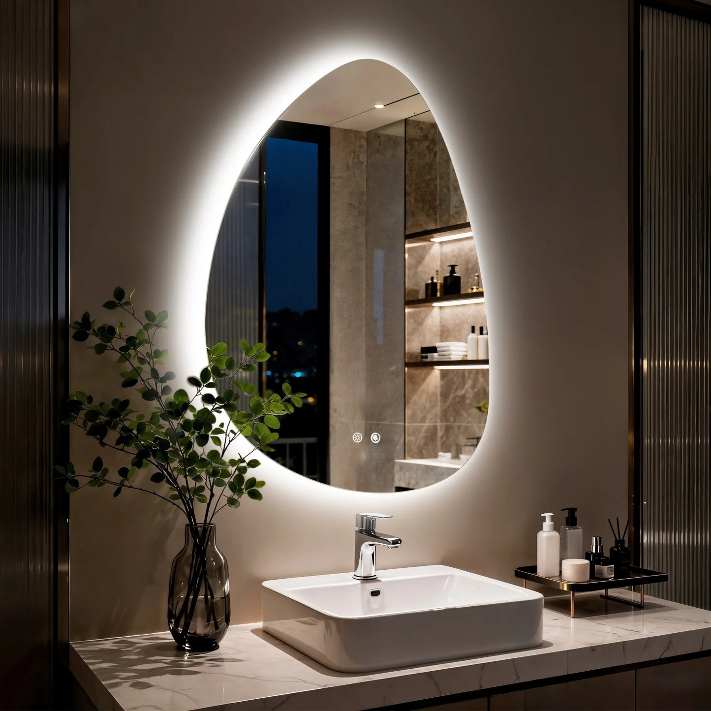 Bathroom Mirror Frameless LED Anti Fog Simple Wall Mount