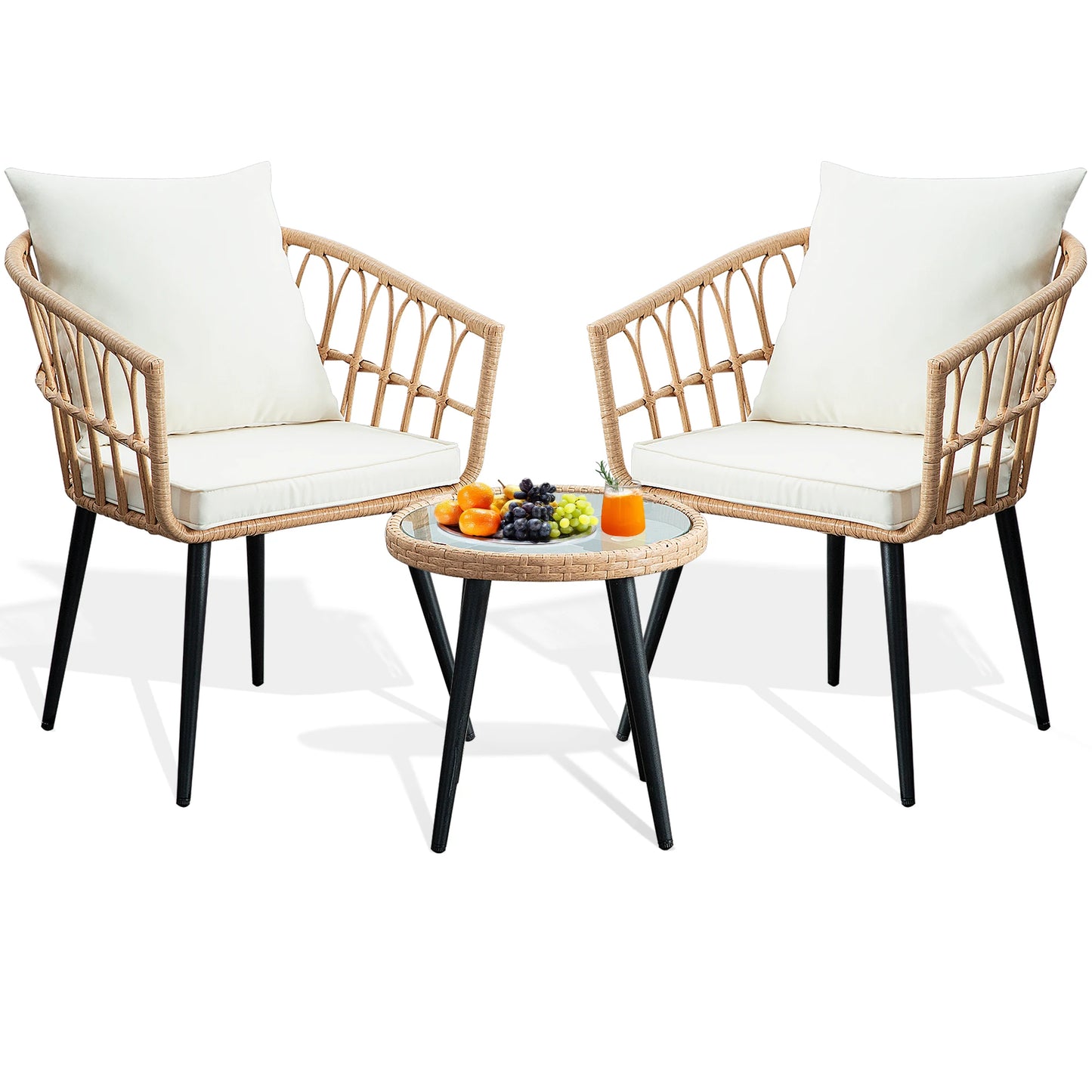 Patio Furniture Set Outdoor Wicker Chairs With Cushions And Table