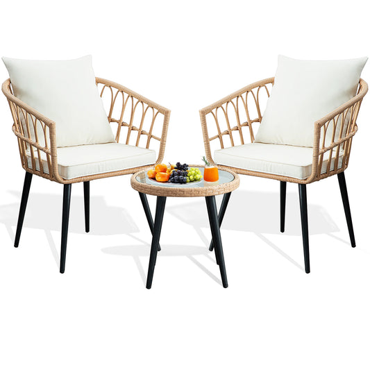 Patio Furniture Set Outdoor Wicker Chairs With Cushions And Table