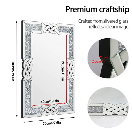 LUVODI Wall Mirror With Crush Diamond Inlay