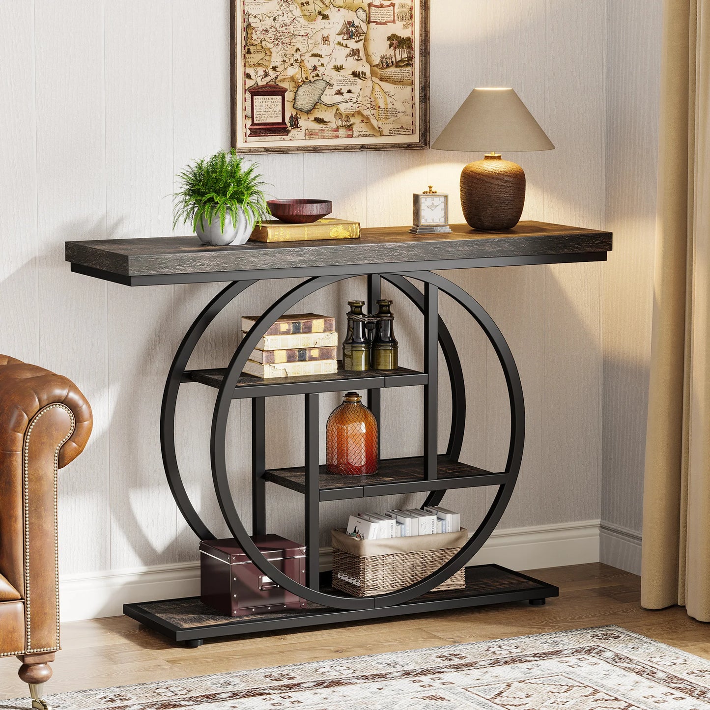 Tribesigns Console Table 4-Tier Industrial Storage Shelf
