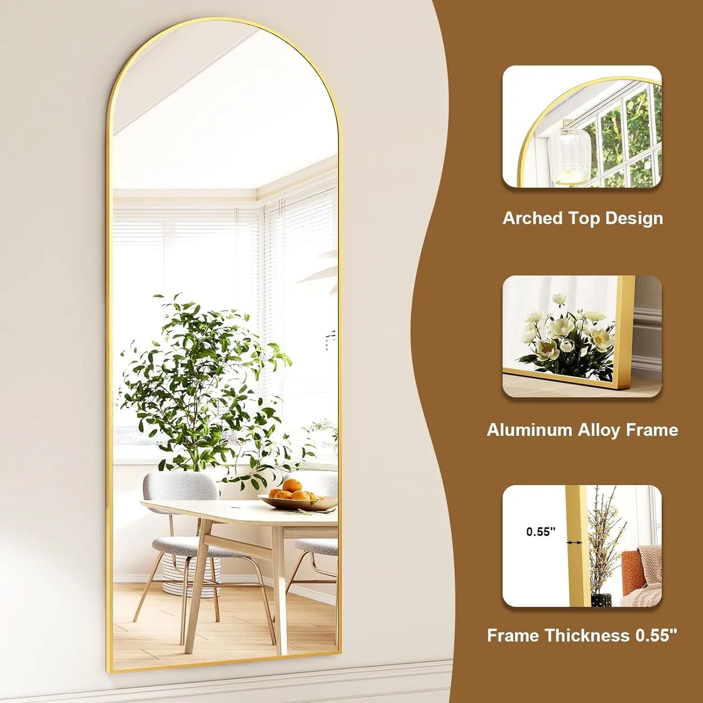 HARRITPURE Arched Full-Length Floor Mirror Free-Standing