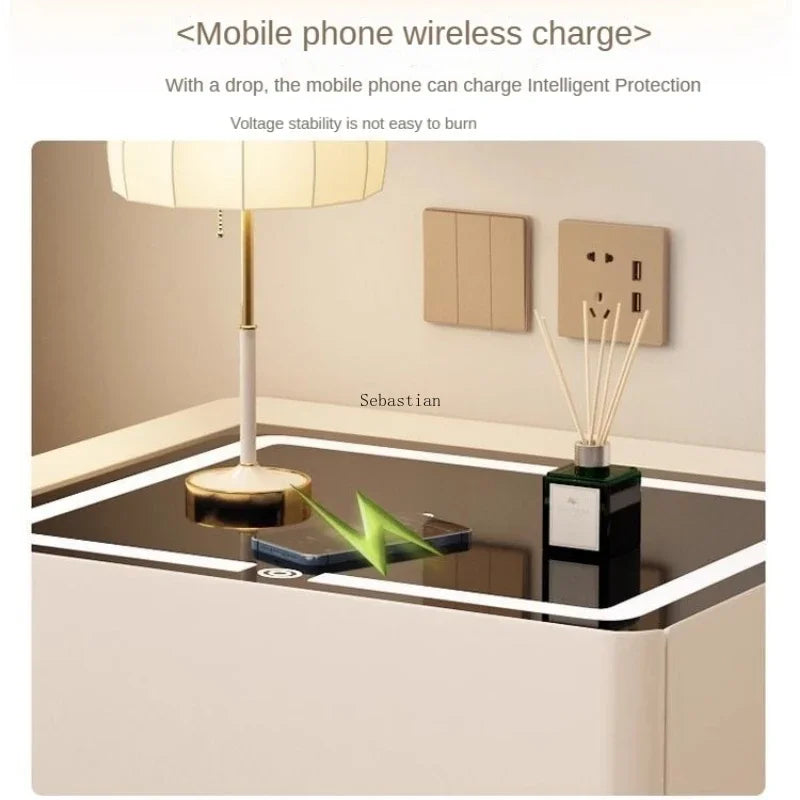 Bedside Table Wireless Charging Nightstand for Modern Bedroom