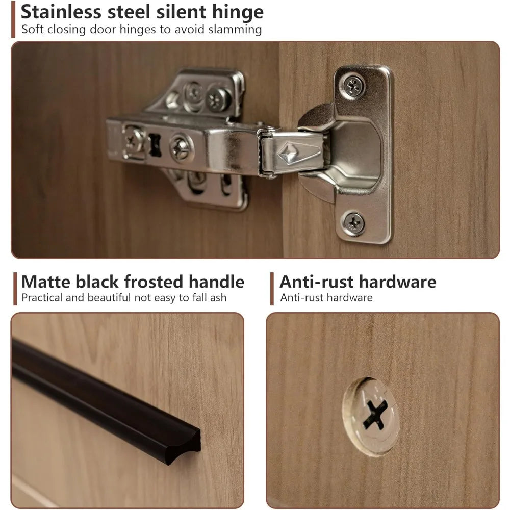 Bathroom Vanity With Sink, Modern Wood Cabinet, Two Soft-Close Doors