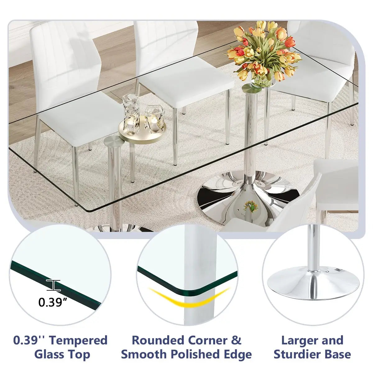 Guohe Glass Dining Table Set For Six With Tempered Top