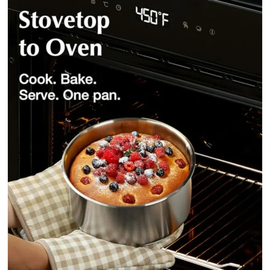 Saucepan Set Stainless Steel Tri Ply With Removable Handles