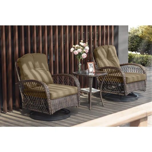 Patio Furniture Set Wicker Swivel Glider Table Outdoor