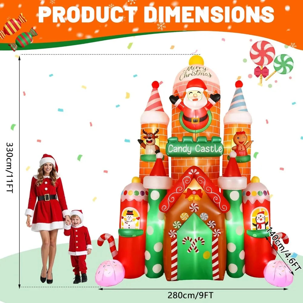 XMSJ Inflatable Candy Castle With LED Lights Outdoor Display