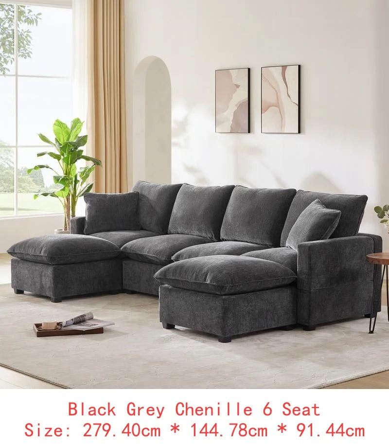 CN Sichuan Sofa UShape 7Seat Chenille Modular Sectional