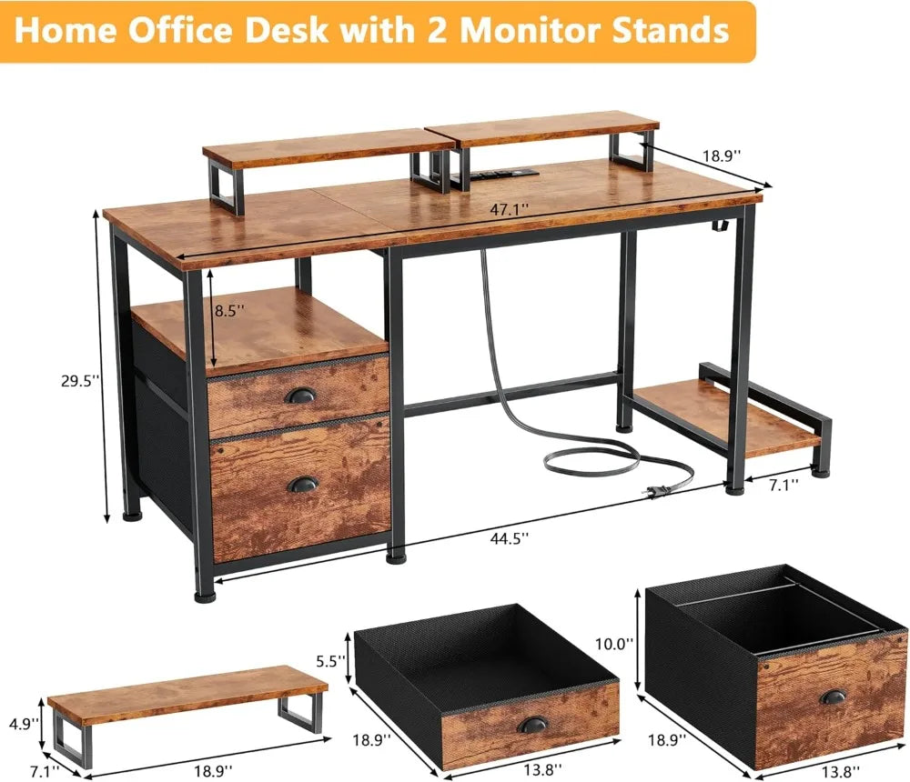 Computer Desk With File Cabinet Modern Home Office