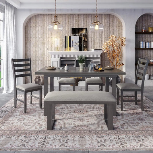 Dining Table Set With Upholstered Chairs For Everyday Family Dining