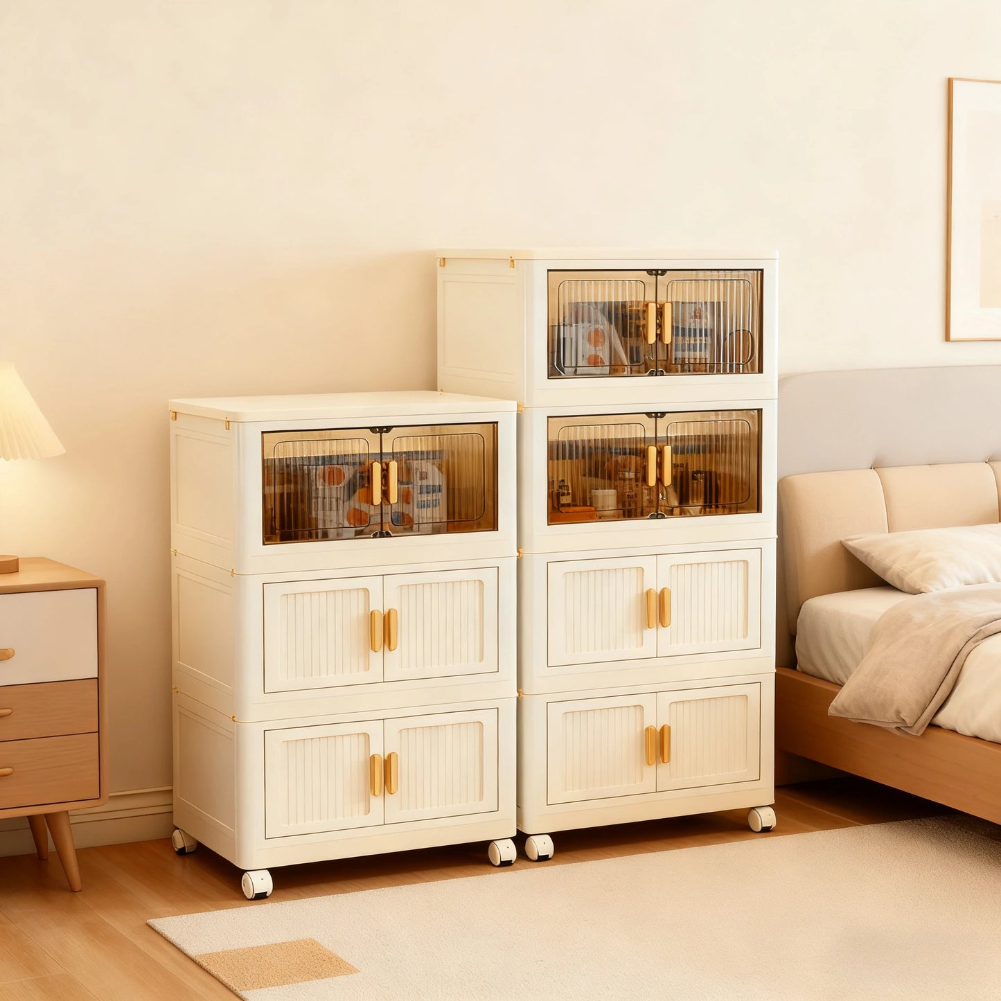 Storage Cabinet Stackable Plastic Organizer for Home Office