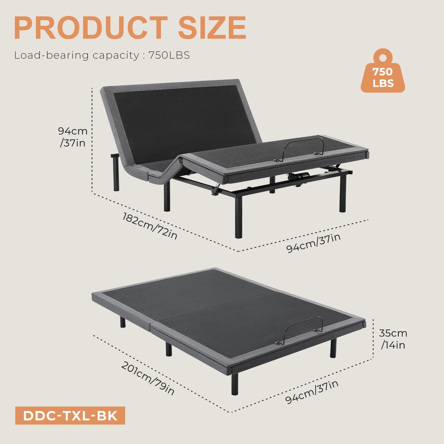 JHK Bed Frame With USB Ports For Sleep Health Comfort