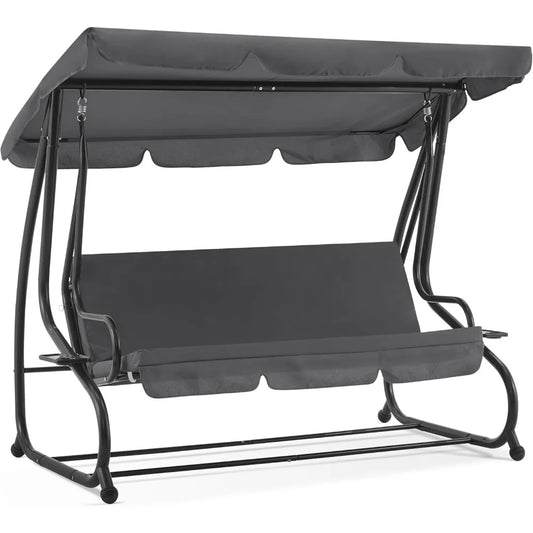 Three Seat Patio Swing Chair With Adjustable Canopy