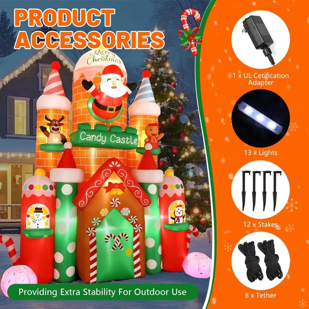 XMSJ Inflatable Candy Castle With LED Lights Outdoor Display