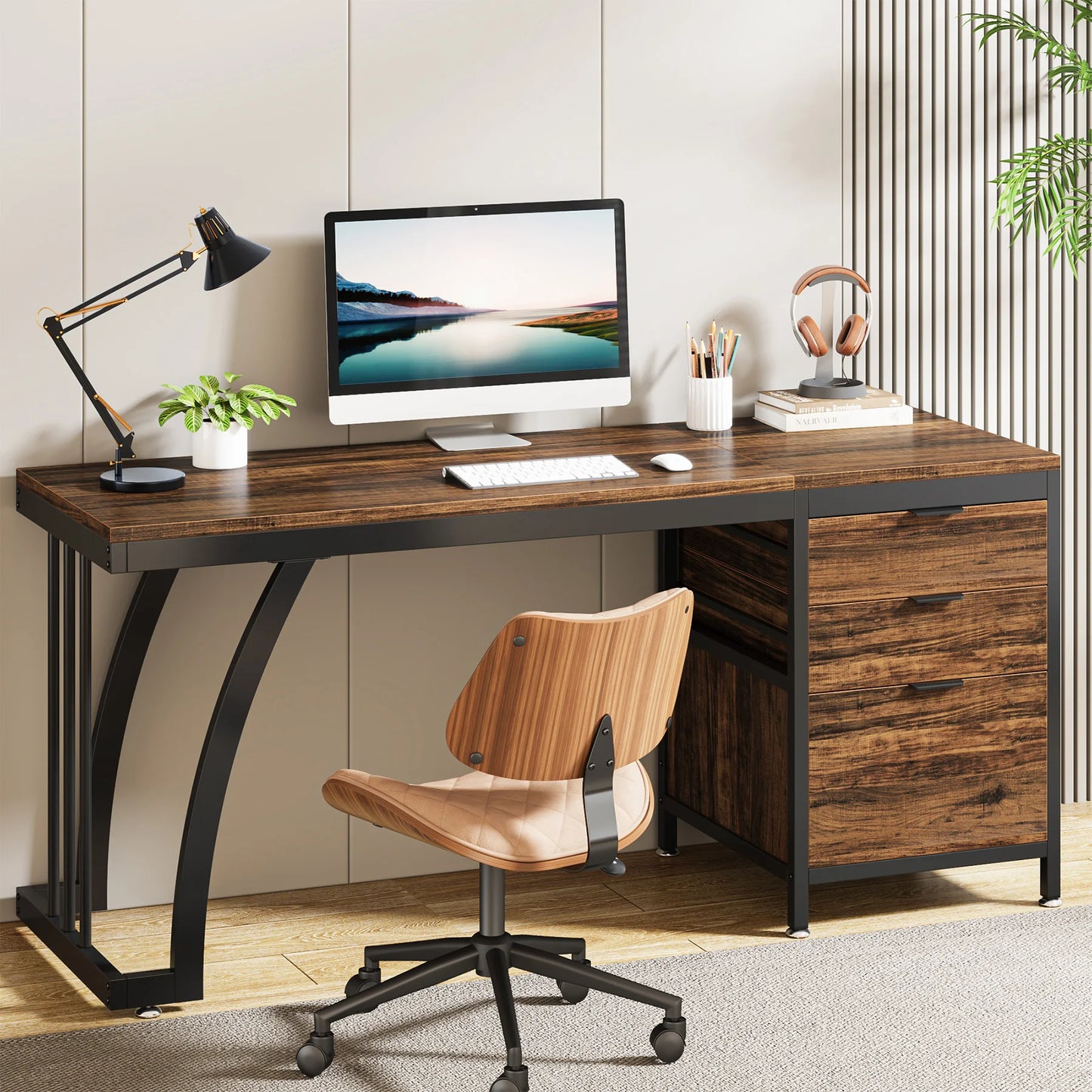 Tribesigns Computer Desk Reversible Drawers PC Table