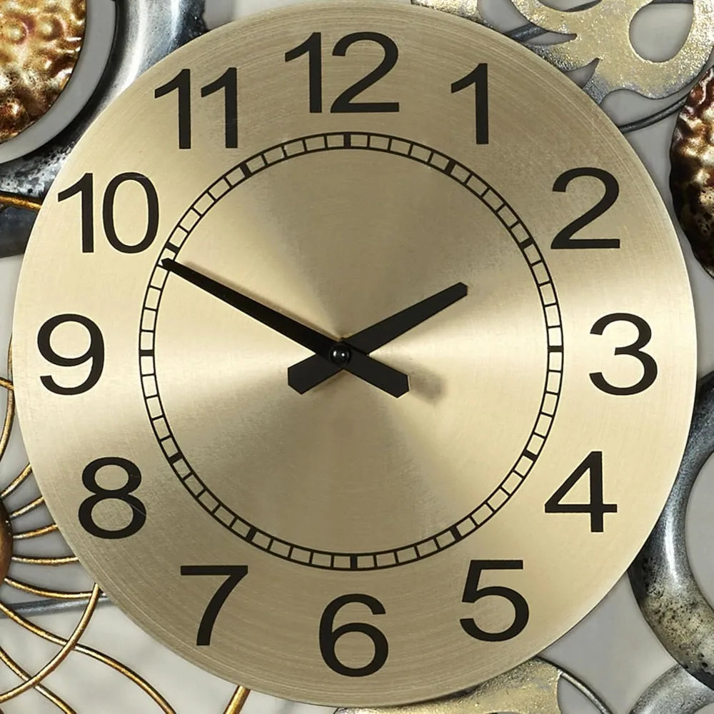Metal Wall Art Clock Modern Bold Numbers and Hands