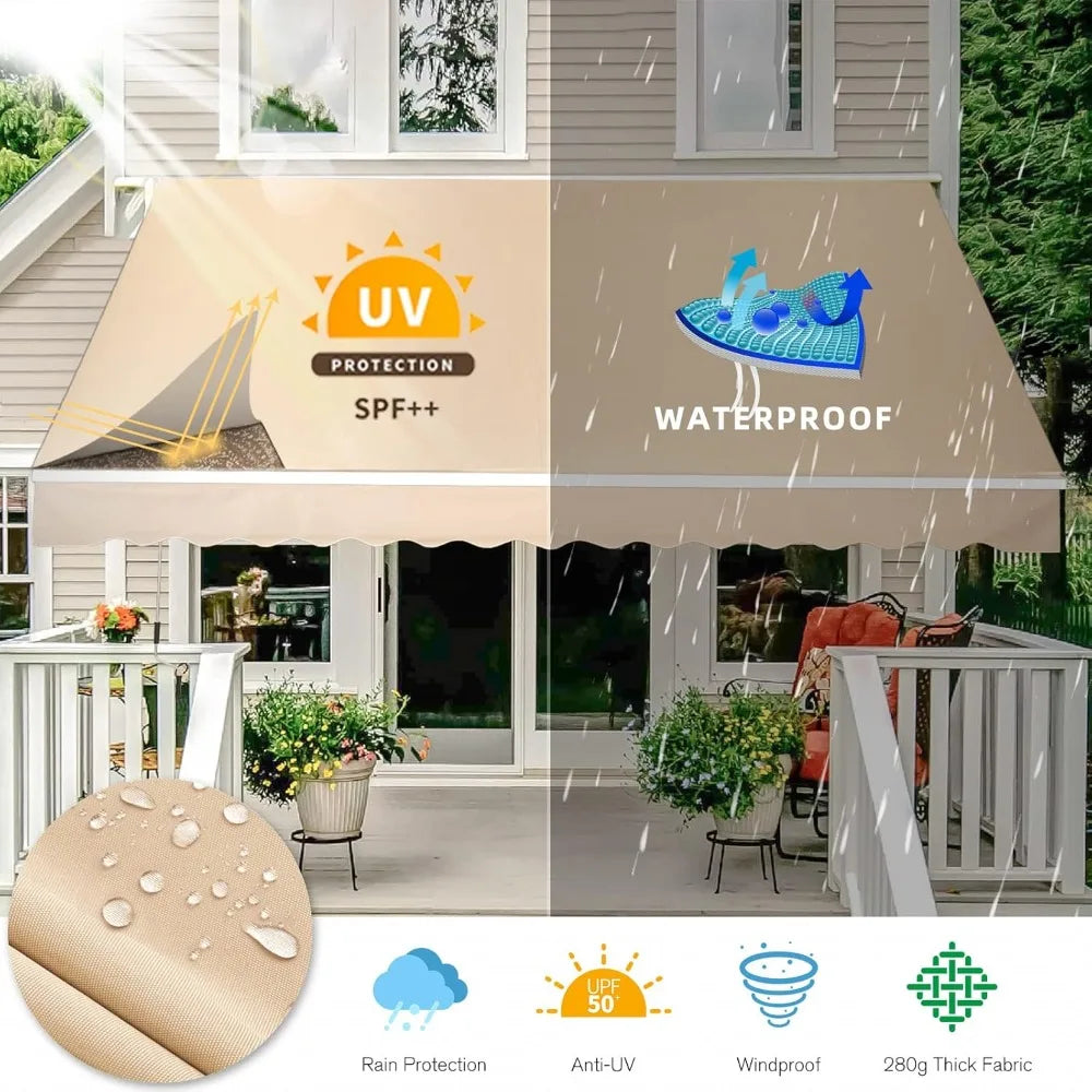 Awning Retractable Patio Canopy For Outdoor Shade Protection