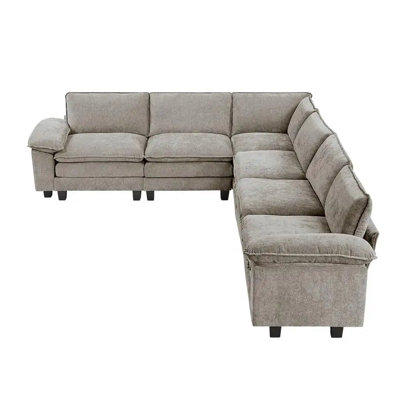 Modular Sectional Sofa Set With Plush Chenille Upholstery