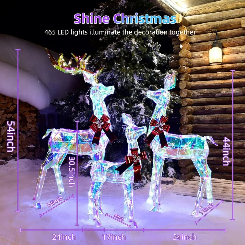 XMSJ Outdoor Christmas Reindeer Family 3-Piece Lighted Set