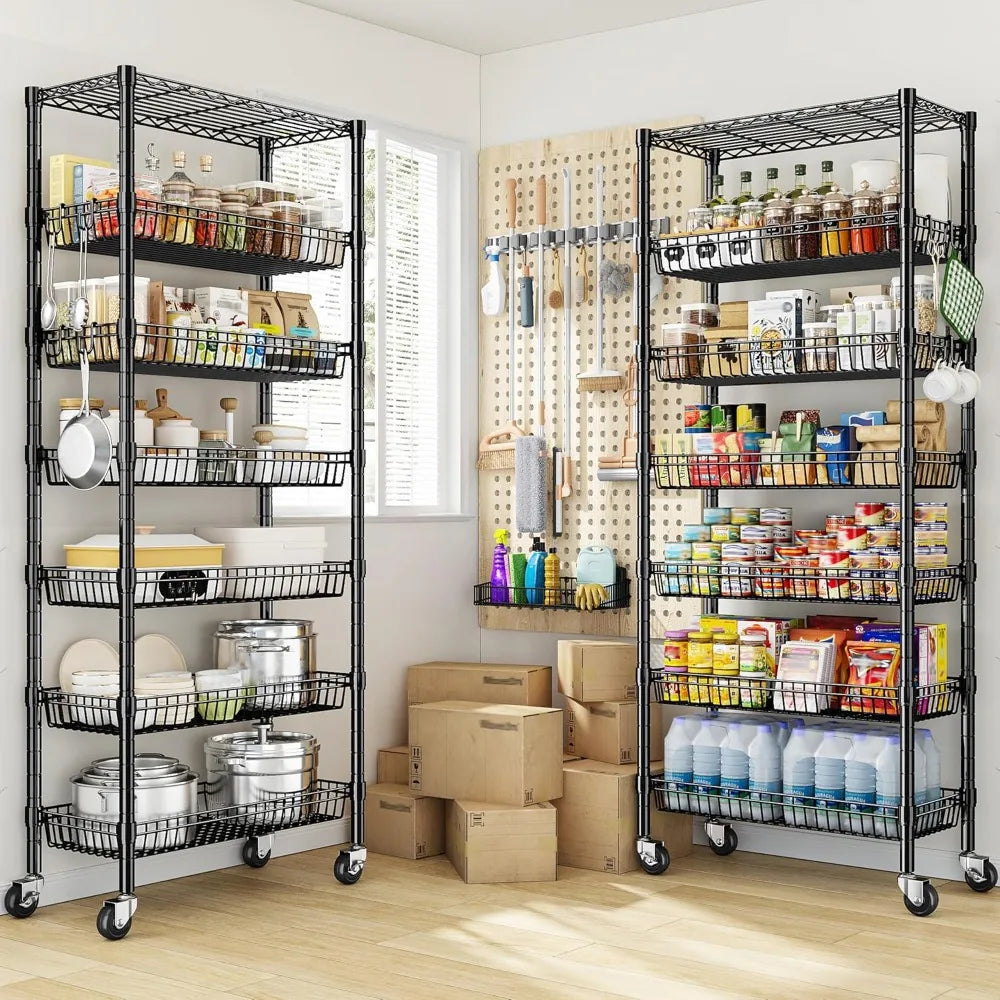 Shelving Unit Stainless Steel 7-Tier Wire With Wheels