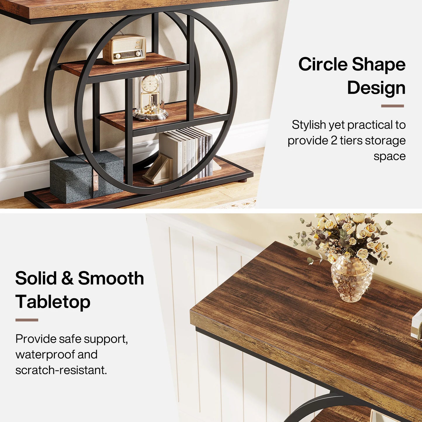 Tribesigns Console Table 4-Tier Industrial Storage Shelf