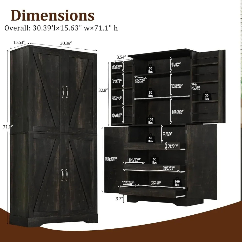 Pantry Cabinet Solid Wood For Kitchen Organization