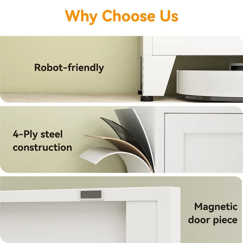 Metal Storage Cabinet With Reversible Doors For Home Organization