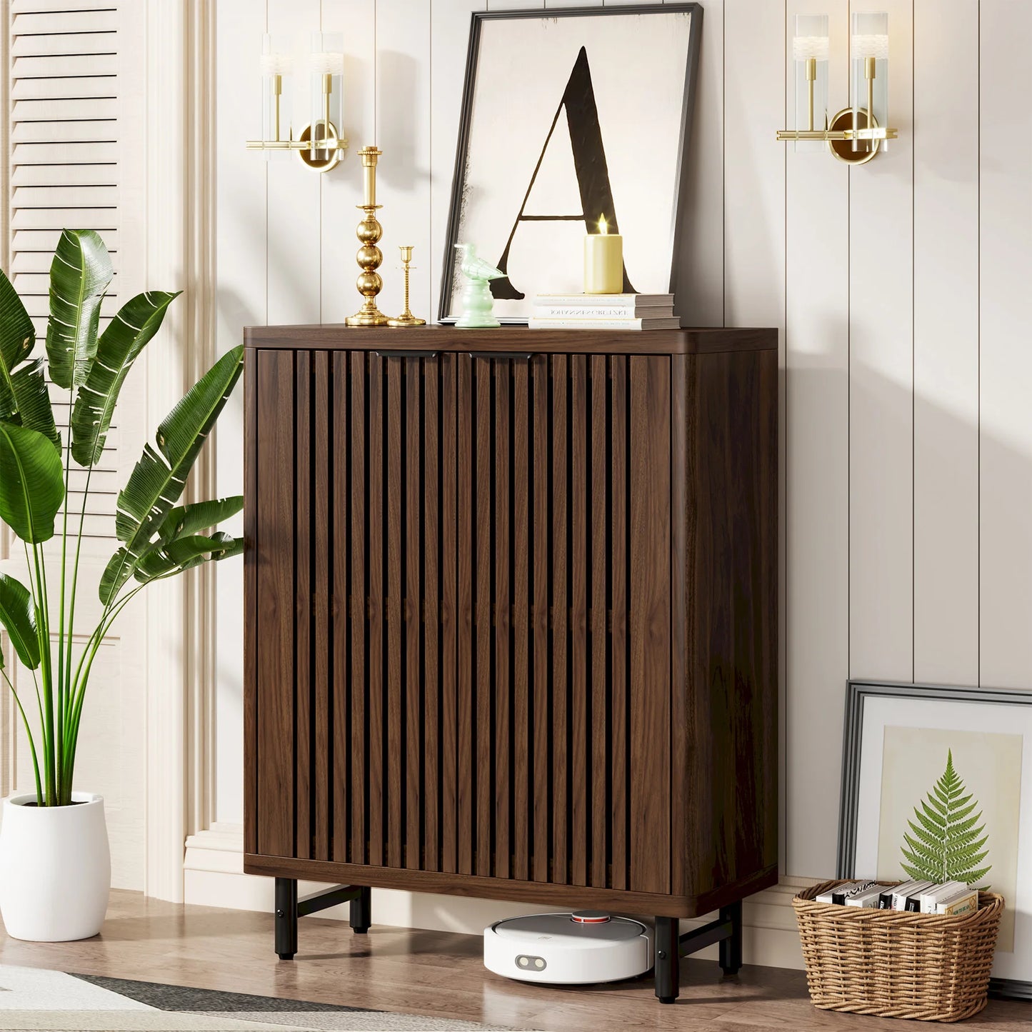 Tribesigns 6-Tier Shoe Cabinet With Louvered Doors And Adjustable Shelves