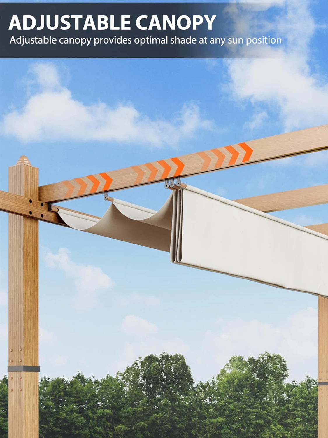 HiMISS Pergola Retractable Canopy Aluminum Alloy Frame